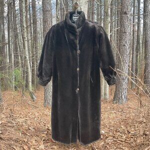 Vintage Full-length REVERSIBLE Sable Faux Fur Coat, Size L